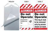 Danger, Do Not Operate, Equipment Locked Out By Self-Laminating Tag Kit (Ansi)