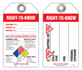 Right-To-Know (Spill, Leak, Fire, Personal Exposure) Self-Laminating Peel and Stick Safety Tag 