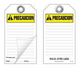 Precaucion Self-Laminating Peel and Stick Safety Tag (Spanish, Ansi)  