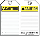 Caution Self-Laminating Peel and Stick Safety Tag (Ansi)