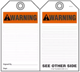 Warning Self-Laminating Peel and Stick Safety Tag (Ansi)