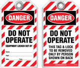 Lockout Safety Tag - Danger, Do Not Operate, Equipment Locked Out By