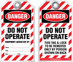 Lockout Safety Tag - Danger, Do Not Operate, Equipment Locked Out By