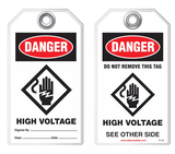 Safety Tag - Danger, High Voltage (With Symbol)