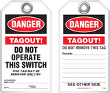 Lockout Safety Tag - Danger, Tagout! Do Not Operate This Switch