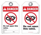Warning Tag - Danger, Do Not Open This Valve (Ansi)