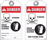 Warning Tag - Danger, Poison, Wear Rubber Gloves (Ansi)