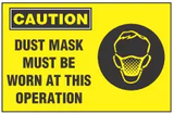 Caution Sign, Dust Mask Must Be Worn At This Operation (With Symbol, Yellow Background) 