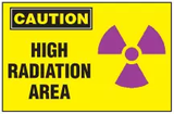 Caution Sign, High Radiation Area (With Symbol) 
