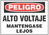 Peligro Bilingual Sign, Alto-Voltage Mantengase Lejos 