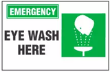 Emergency Sign, Eye Wash Here (With Symbol) 