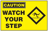 Caution Sign, Watch Your Step (With Symbol, Yellow Background) 