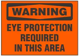 Warning Sign, Eye Protection Required In This Area (Orange Background) 