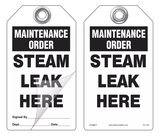Maintenance Order, Steam Leak Here Self-Laminating Peel and Stick Safety Tag