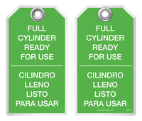 Maintenance Safety Tag - Bilingual Safety Tag, Full Cylinder, Ready For Use, Cilindro Lleno Listo Para Usar