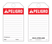 Peligro (Ansi, Spanish) Bilingual Paper Safety Tag 