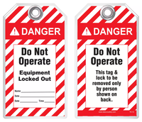 Lockout Safety Tag - Danger, Do Not Operate, Equipment Locked Out (ANSI Header)