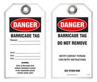 Maintenance Safety Tag - Danger, Barricade Tag