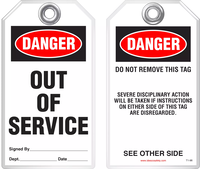 Maintenance Safety Tag - Danger, Out of Service