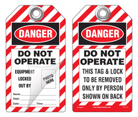 Danger Self-Laminating Peel and Stick Tag, Do Not Operate, Equipment Locked Out   