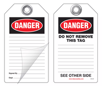 Danger Self-Laminating Peel and Stick Safety Tag 