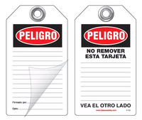 Peligro Self-Laminating Peel and Stick Safety Tag (Spanish) 