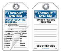 Lockout System Energy Isolating Device Self-Laminating Peel and Stick Safety Tag 