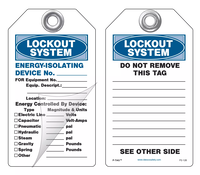 Lockout System Energy Isolating Device Self-Laminating Peel and Stick Safety Tag 