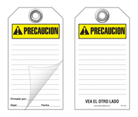 Precaucion Self-Laminating Peel and Stick Safety Tag (Spanish, Ansi)  