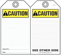 Caution Self-Laminating Peel and Stick Safety Tag (Ansi)