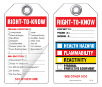 Right-To-Know (Health, Flammability, Reactivity) Self-Laminating Peel and Stick Safety Tag