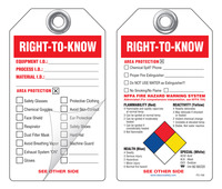 Right-To-Know (Personal Protection Checklist) Self-Laminating Peel and Stick Safety Tag
