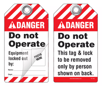 Danger Self-Laminating Peel and Stick Tag, Do Not Operate, Equipment Locked Out By   (Ansi)