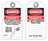 Danger Self-Laminating Peel and Stick Tag, Tagout  