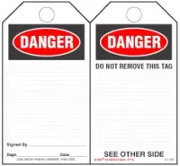 Danger Paper Safety Tag 