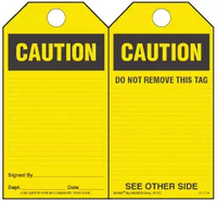 Caution Paper Safety Tag 
