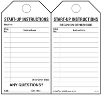 Start-Up Instructions Paper Tag 