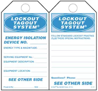 Lockout Tagout System Paper Tag 