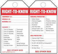 Right-To-Know (Hazards Checklist) Paper Tag 