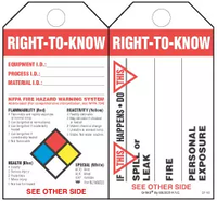 Right-To-Know  (Spills, Leaks, Fire, Exposure) Paper Tag 