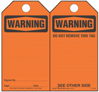 Warning Paper Tag 