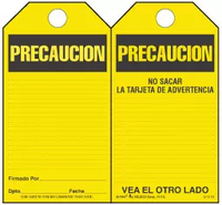 Precaution (Spanish) Bilingual Paper Safety Tag 