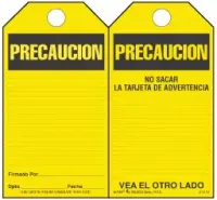 Precaution (Spanish) Bilingual Paper Safety Tag 