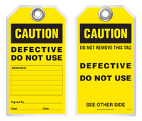 Maintenance Safety Tag - Caution, Defective, Do Not Use