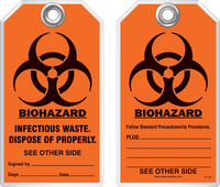 Safety Tag - Biohazard, Infectious Waste, Dispose Of Properly