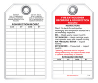 Fire Prevention Safety Tag - Fire Extinguisher Recharge And Reinspection Record (Operating Personnel)