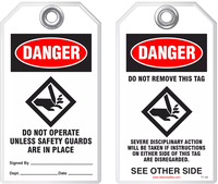 Safety Tag - Danger, Do Not Operate Unless Safety Guards Are In Place (Rollers)