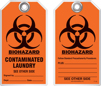 Safety Tag - Biohazard, Contaminated Laundry