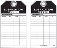Maintenance Safety Tag - Lubrication Record