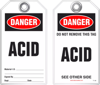 Safety Tag - Danger, Acid